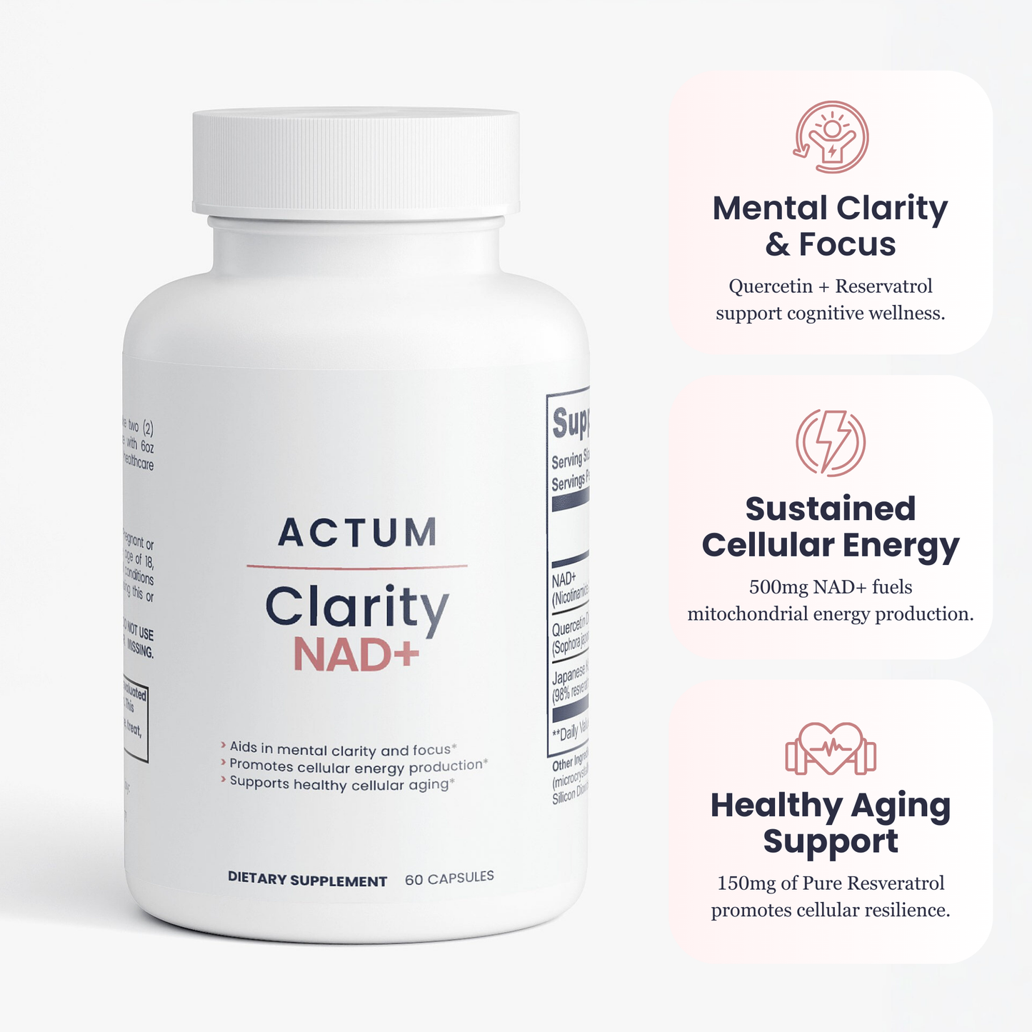 ACTUM Clarity NAD+ Supplement 500mg Capsules