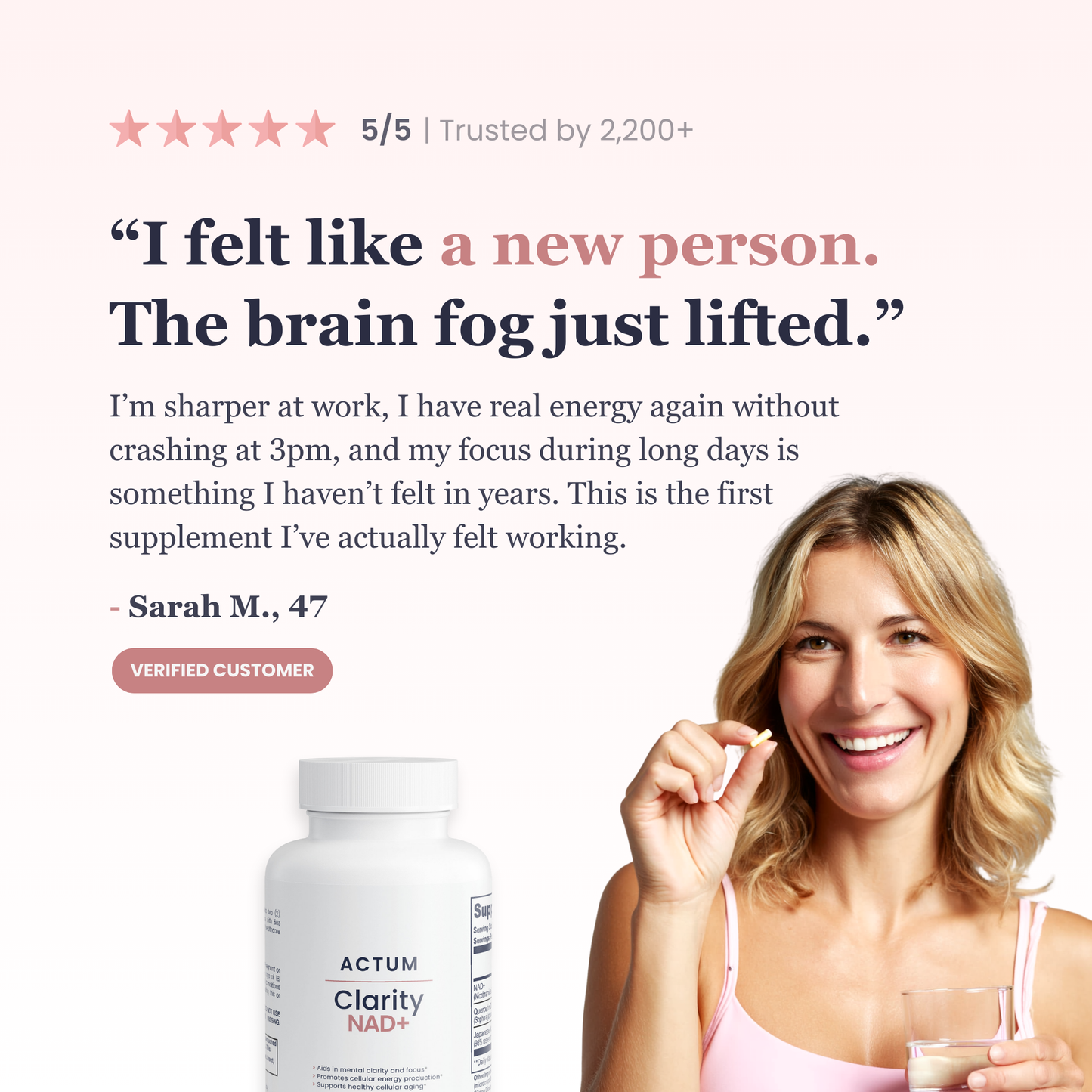 ACTUM Clarity NAD+ Supplement 500mg Capsules