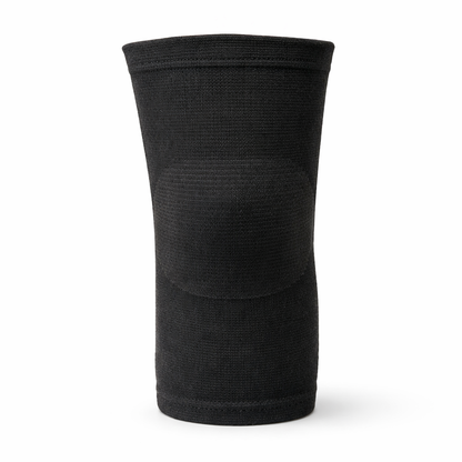 Black knee brace on a white background